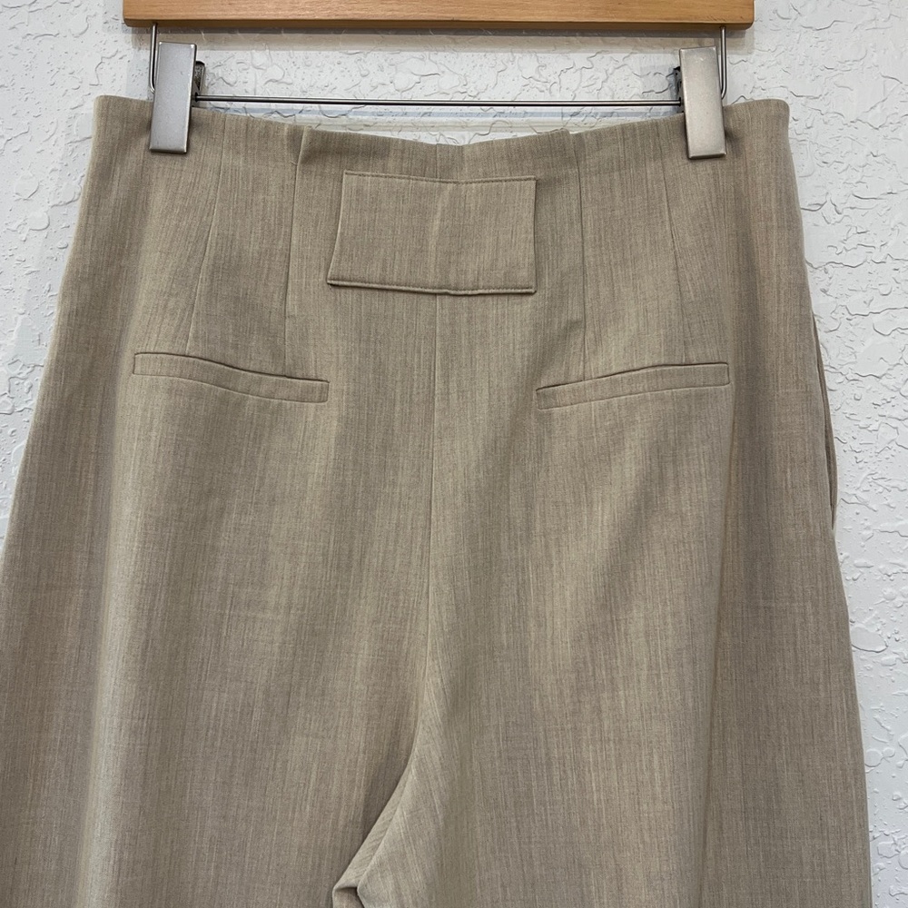 Nine West High Waist Wide Leg Pants Oatmeal Neutral Pleated Trousers - Picture 5 of 12
